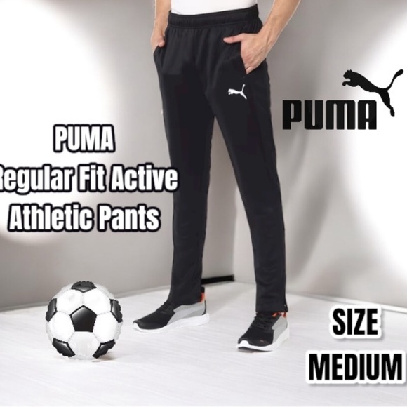 PUMA Mens Regular Fit Active Athletic Pants, Size Medium (Black) - Picture 1 of 10